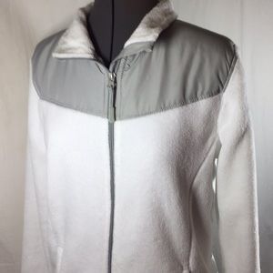 Danskin Now White & Grey Fleece Jacket Size M